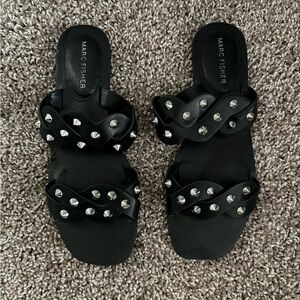 Marc Fisher Black Studded Women's Sandals